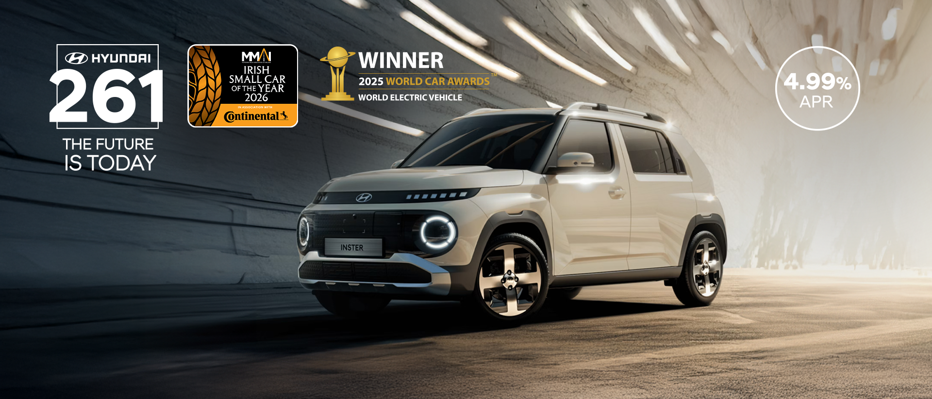 A front shot of Hyundai INSTER small electric car.