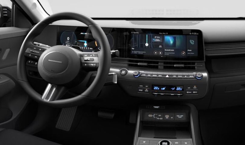 Apple CarPlay on the centre touch screen inside the Hyundai KONA SUV. 